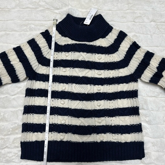 J. Crew Azra Cable Pullover Striped Navy NWT Size Small - Picture 8 of 10